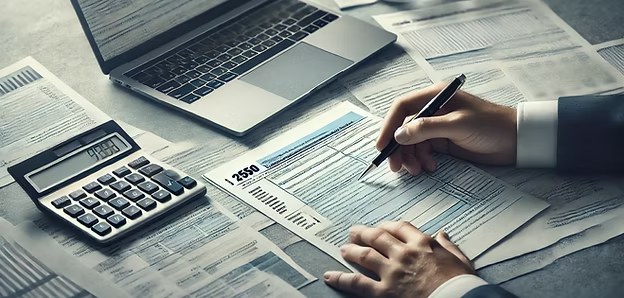 Financial reports and paperwork